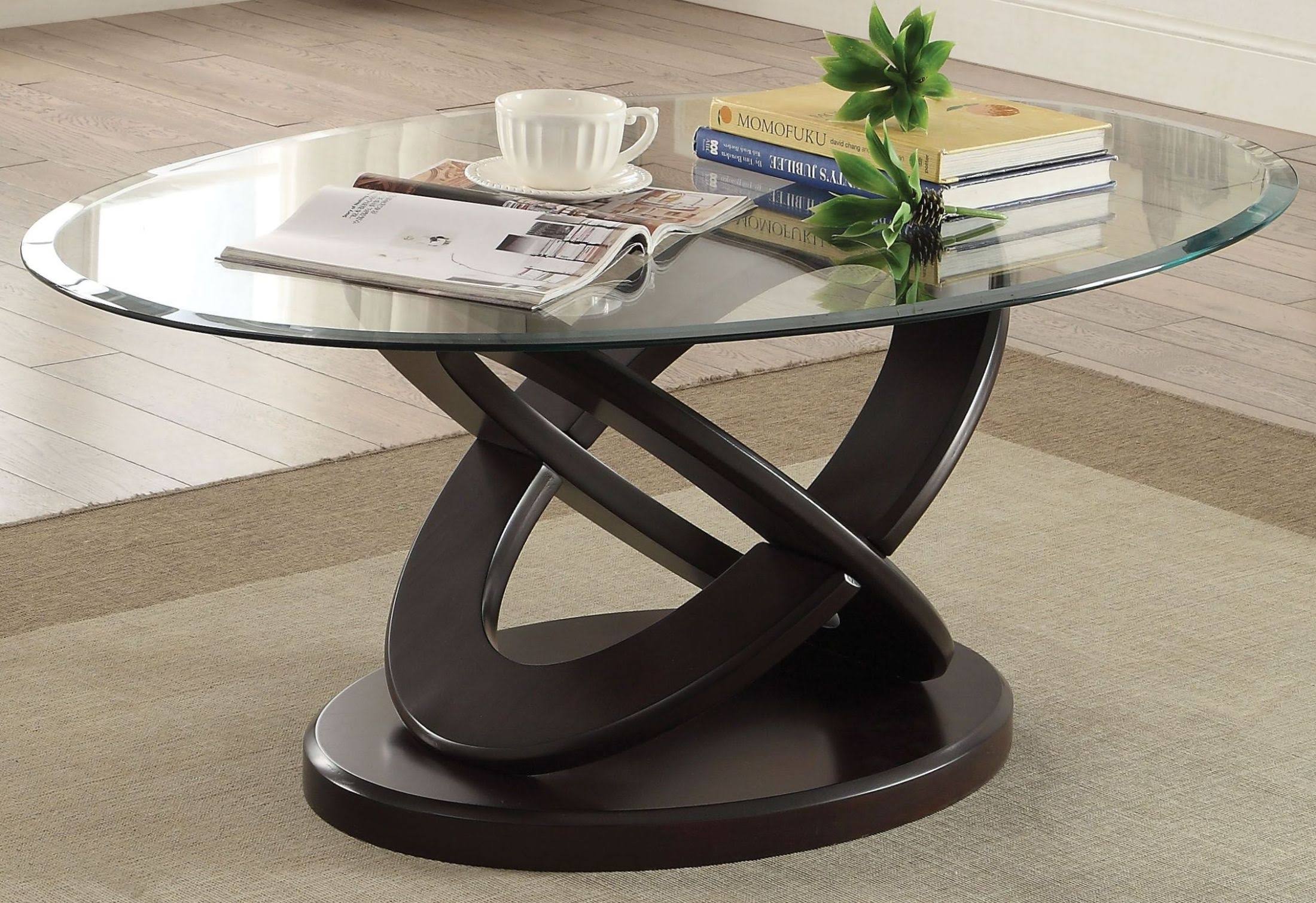 Acme Gable Coffee Table Espresso u0026 Clear Glass