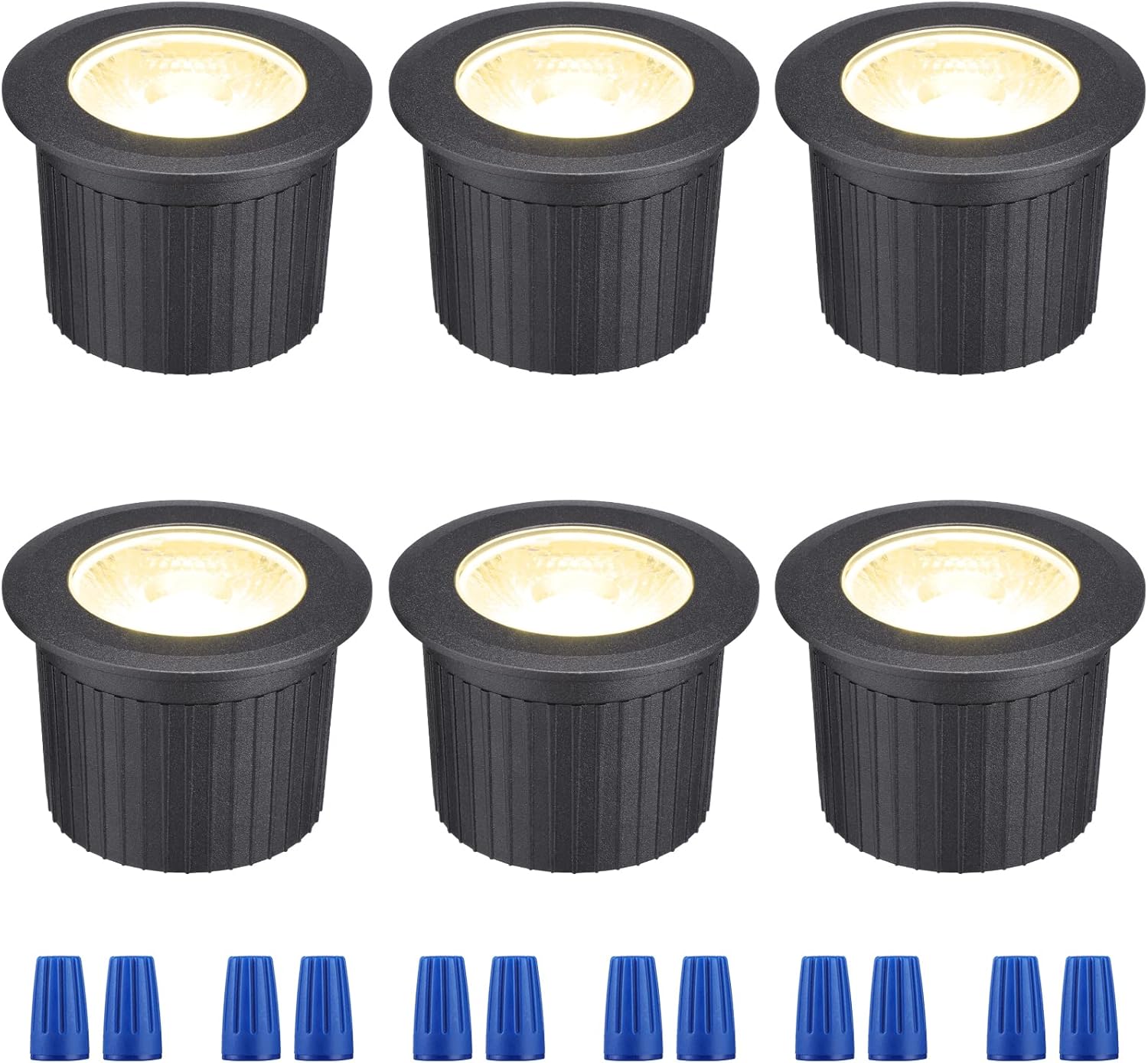 LEONLITE LED Low Voltage Well Lights, 3W Outdoor In Ground Lights, 12V-24V, Led Well Landscape Lights, Aluminum, 3000K Warm White, IP67 Waterproof Landscape Lighting for Pathway, Garden, Pack of 6