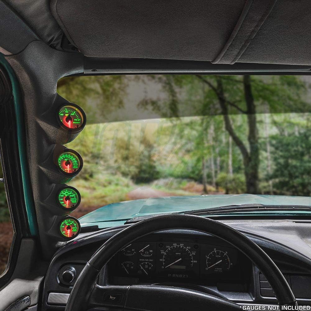 GlowShift Gray Quad Pillar Gauge Pod Compatible with Ford F-Series F-250 F-350 Power Stroke 1992-1997 - Factory Color Matched - ABS Plastic - UV Protected - Mounts (4) 2-1/16