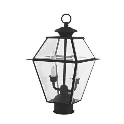 Orchard Lane Outdoor 2-Light Lantern Head Three Posts Finish: Black