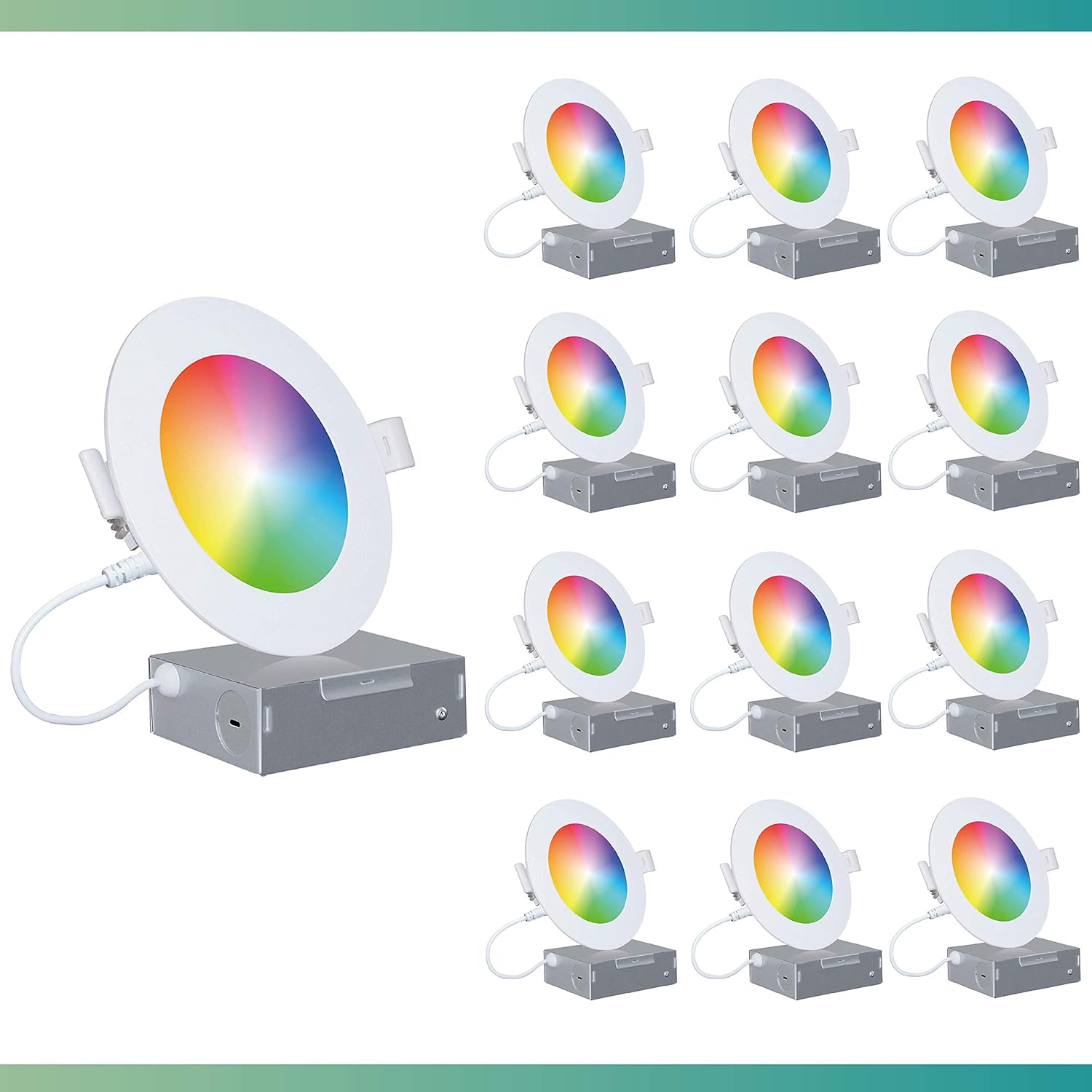 Infibrite 6 Inch WiFi Smart Ultra-Thin LED Ceiling Mount Recessed Light 12W 1100LM Dimmable with Junction Box, App & Voice Control, Alexa/Google Compatible, ETL & Energy Star, Wet Rated (12 Pack)