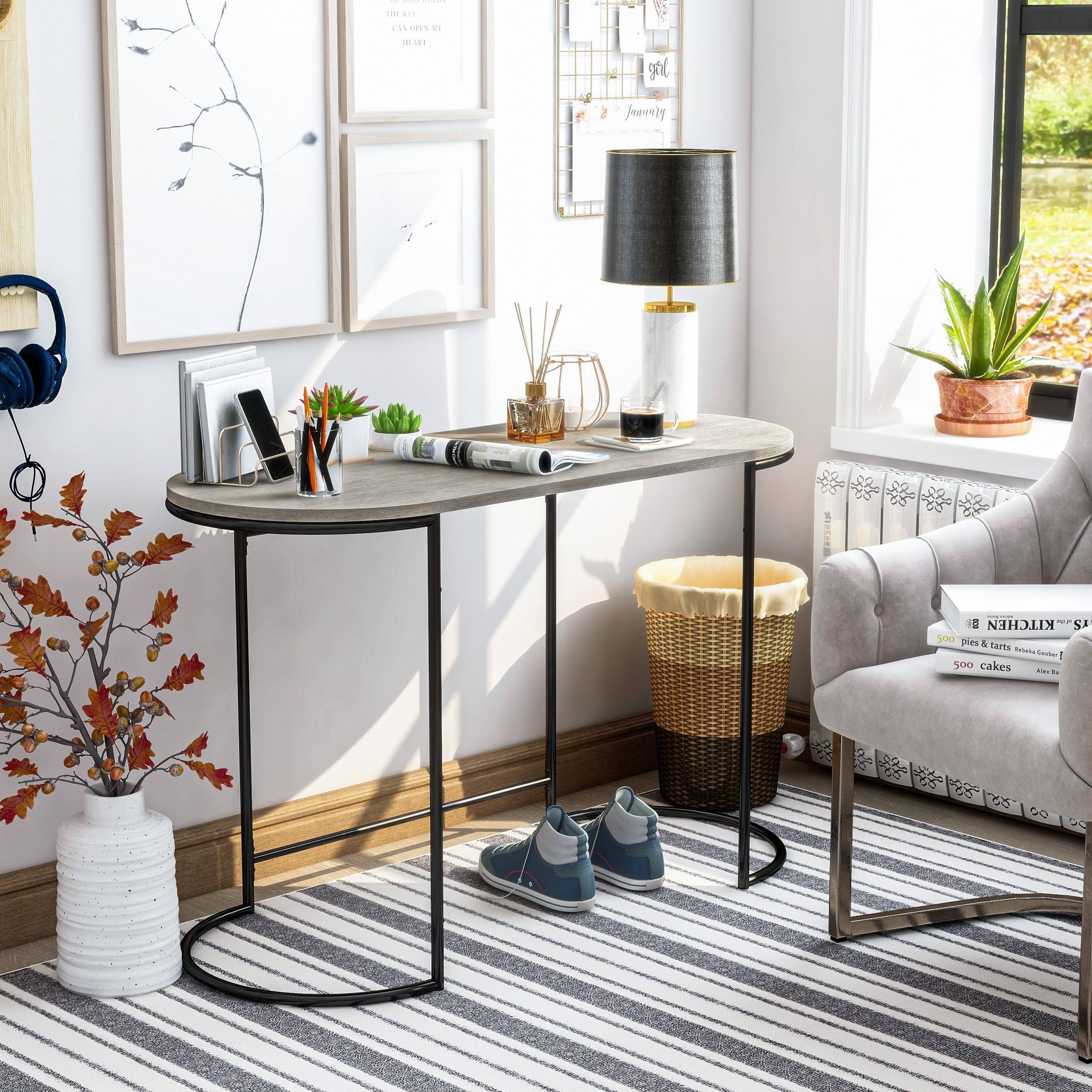 Furniture of America Yin Contemporary Black and Gray Writing Desk - Black /Light Gray