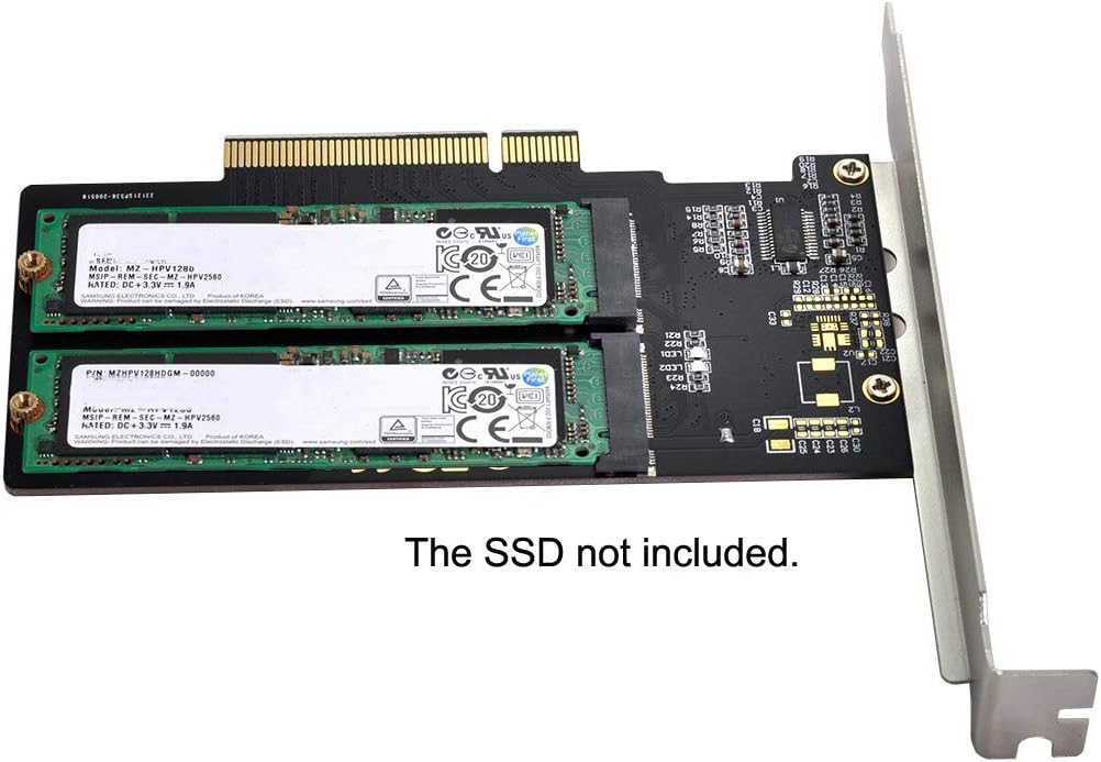 NFHK Dual 2X NVME M.2 AHCI to PCIE Express 3.0 Gen3 X8 X16 Raid Card VROC Raid0 Hyper Adapter Pack of 2