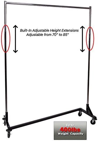 Only Hangers Commercial Grade Rolling Z Rack with Nesting Black Base