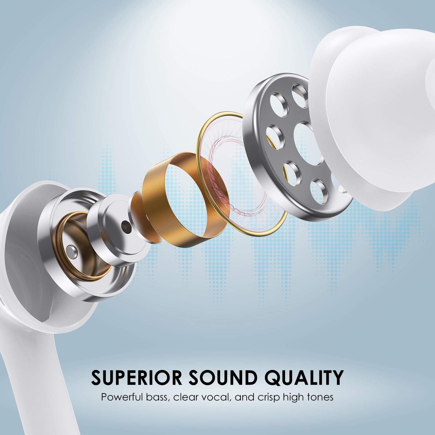 Wireless Earbuds, Bluetooth 5.0 Headphones Waterproof Wireless Headphones with 30H Playtime, Noise-Canceling Mic, in-Ear Ear Buds with Charging Case for Work/Travel/Gym Pack of 2