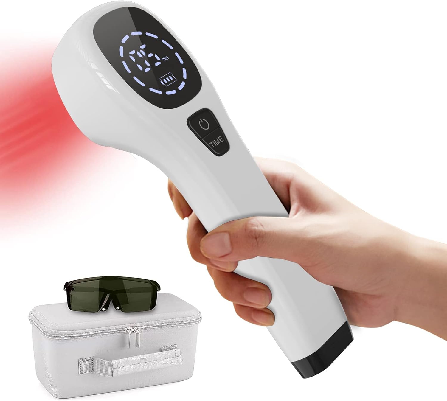 iKeener Red Light Device for Muscle Reliever,Knee,Back,Pain Relief Device with 12x650nm and 2x808nm,Handheld ReliefInfrared Light Unit (White)