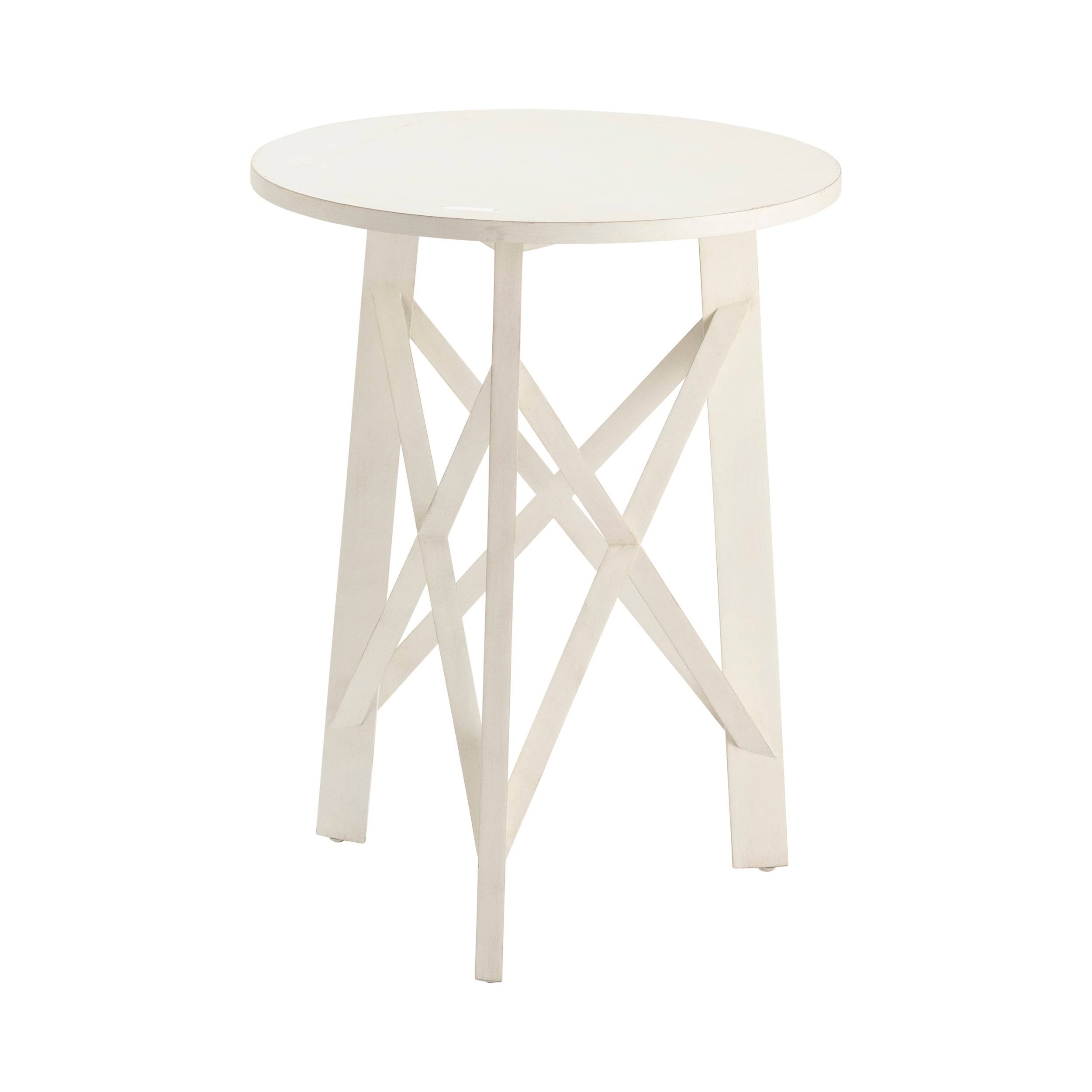 Crestview Sanibel Round Side Table White Acacia Wood