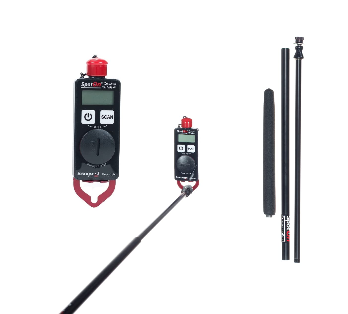 SpotOn 400-700nm Quantum PAR Meter Bundle with Extension Wand. Accurate for All Light Sources Including LED.