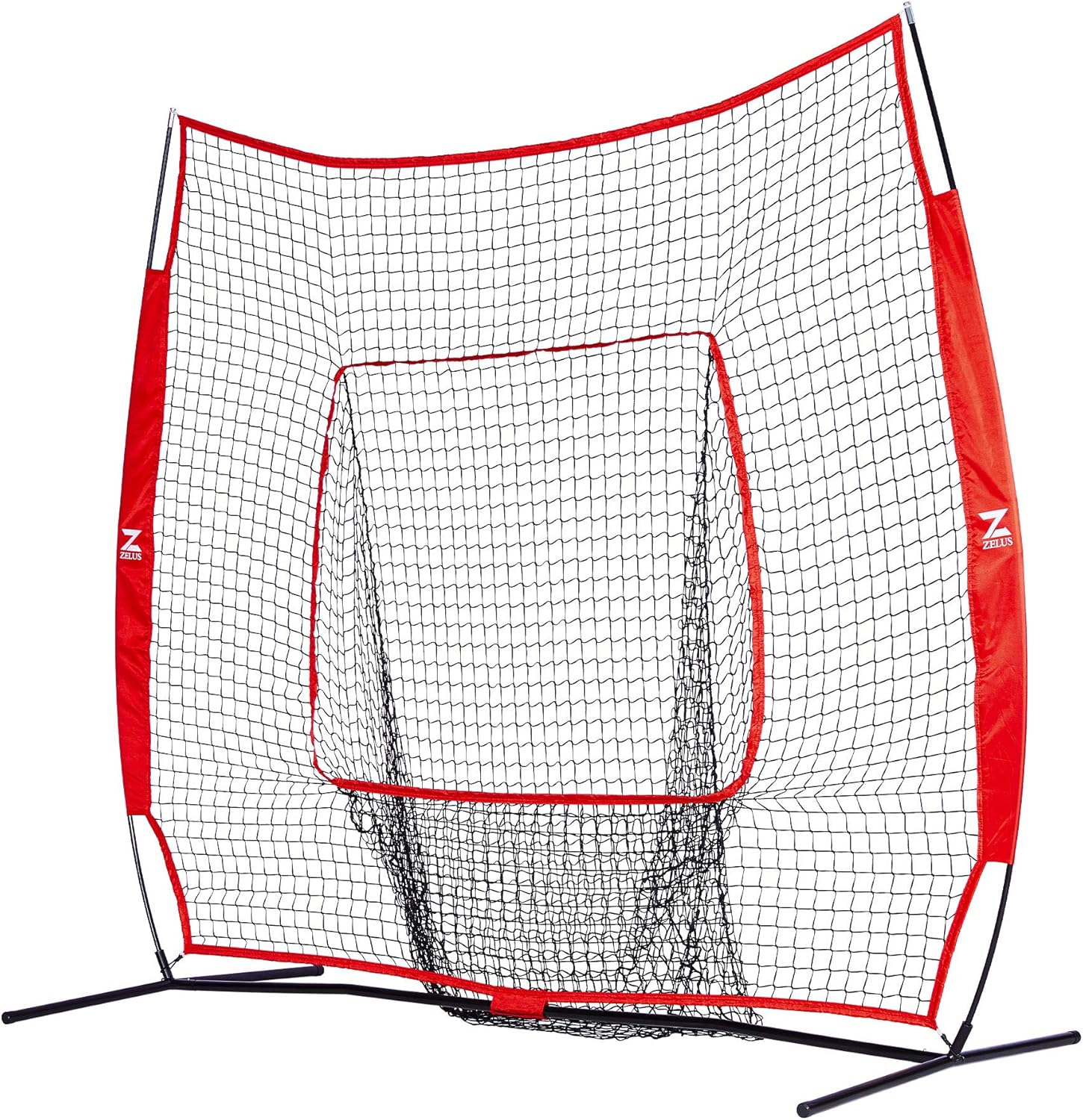 ZELUS 7 x 7 Baseball and Softball Practice Net, Portable Hitting Batting Training Net with Carry Bag and Bow Frame