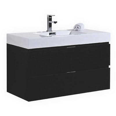 Tenafly 40 Single Wall Mounted Bathroom Vanity Set Wade Logan Base Finish: Black