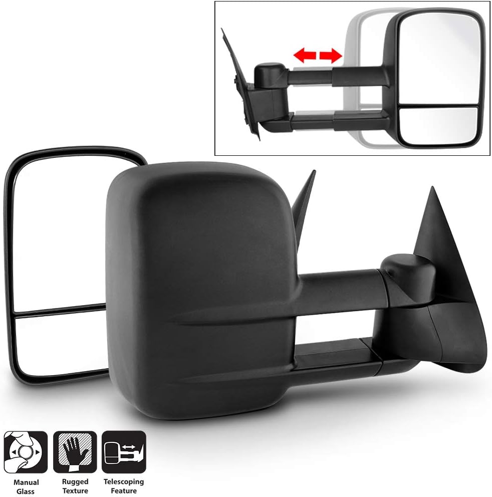 Acanii - Extend Telescoping Towing Side Mirrors Manual Non Heat Left+Right Driver + Passenger For 99-07 Silverado Sierra