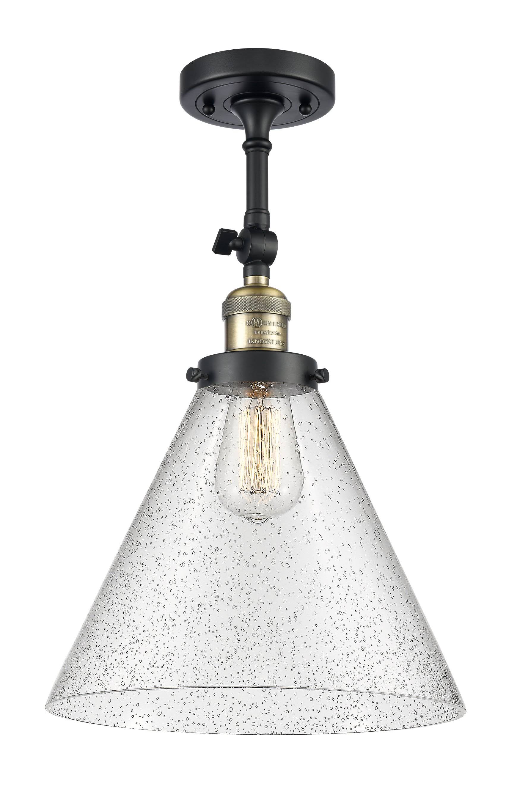 Innovations 201F-BAB-G44-L Black Antique Brass X-Large Cone 1 Light Semi-Flush Mount