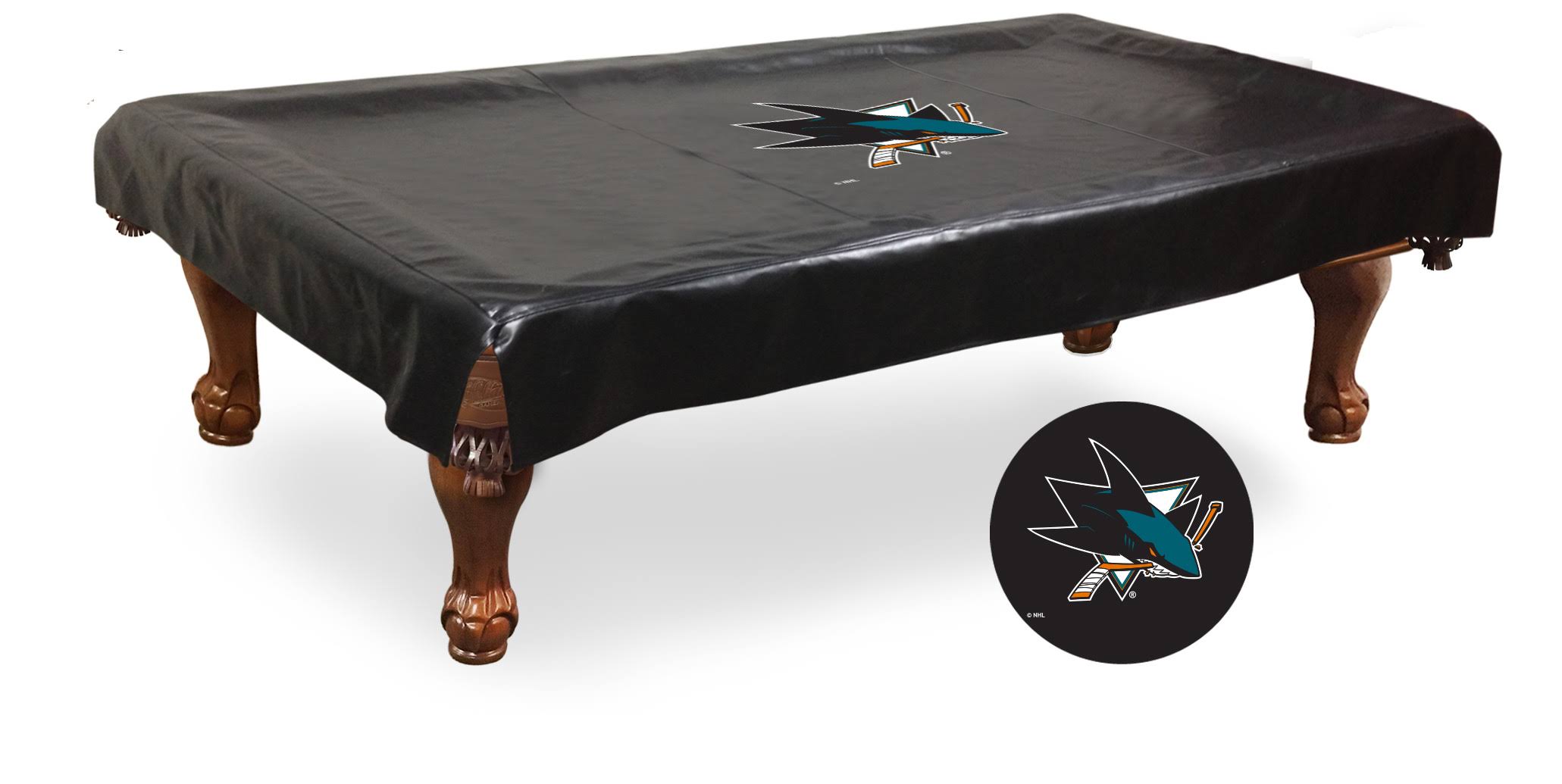 San Jose Sharks HBS Black Vinyl Billiard Pool Table Cover (88x22x50x22x12x22)