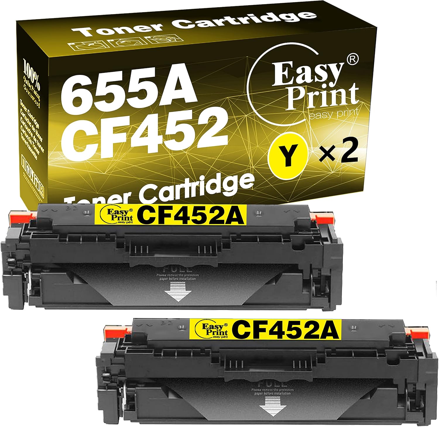 EASYPRINT Compatible (2X Yellow) 655A CF452A Toner Cartridges Work with HP M652n M652dn M653dn M653x 653dh M681f 682z Printer, (Total 2-Pack)