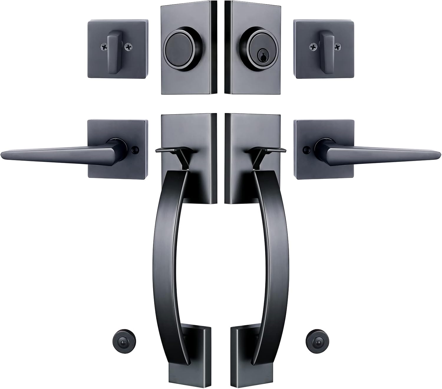 Matt Black Handleset for Front Door, Side Door and Back Door (Keyed Entry Handle and Dummy Hanlset Set),MDHST2017DB-SET