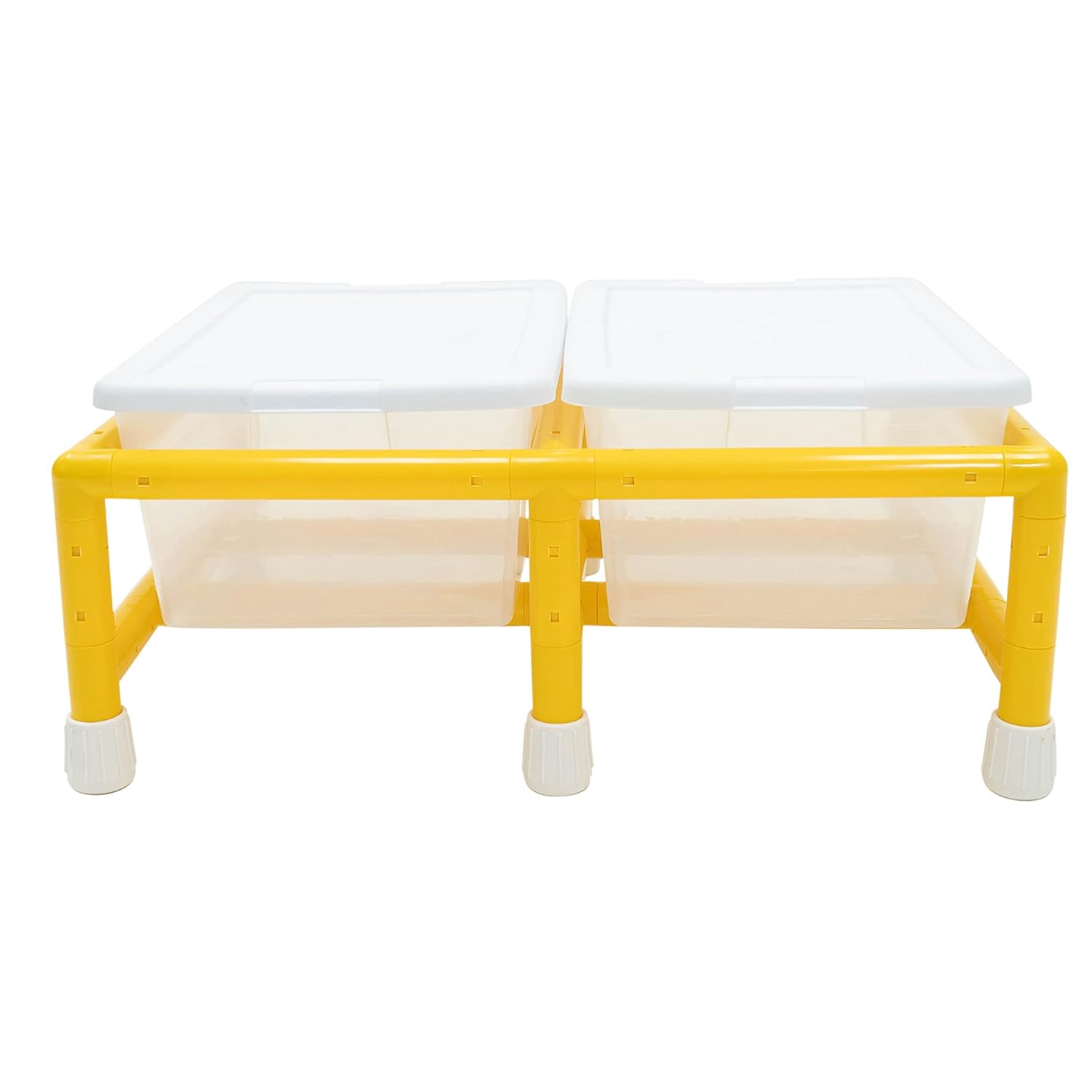Children's Factory Mini Double Discovery Sensory Table for Kids, Clear-Yellow, CF905-134, Toddler Sand & Water Play Activity for Preschool or Daycare