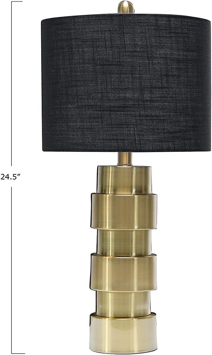 Creative Co-Op Brass Metal Stacked Column Table Lamp, Gold