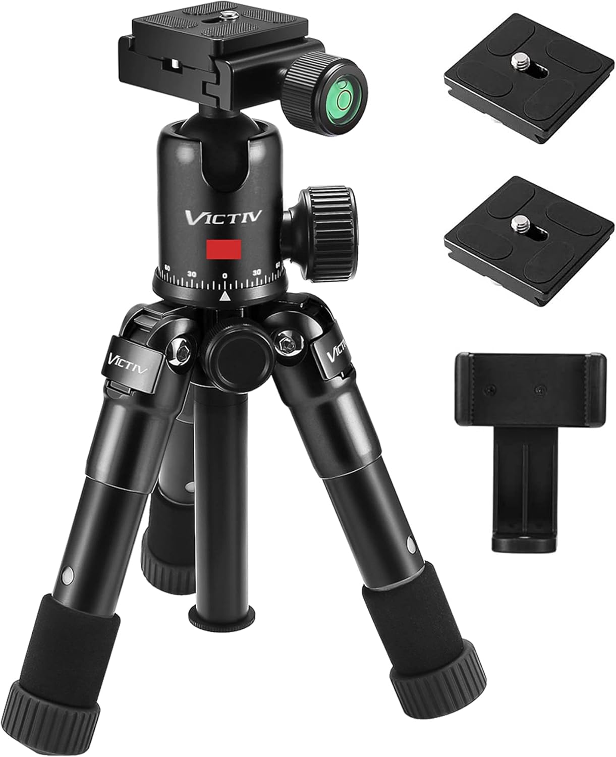 Tabletop Tripod, 20.1inch Portable Desktop Mini Tripod for Camera with 360 Degree Ball Head, Aluminum Small Travel Tripod, Compatible with Most Camera/Cell Phone/Spotting Scope (Black) Pack of 2