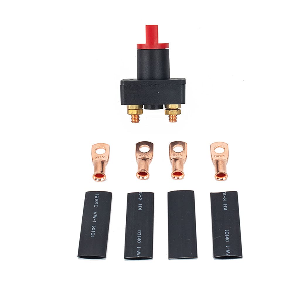Battery Kill Switch Isolator Disconnect Cut Off Power for Vehicles Marine Car Boat RV ATV, DC12/24V 300A Battery Disconnect Switch with Copper Terminal Heat shrinkable Tube Pack of 2