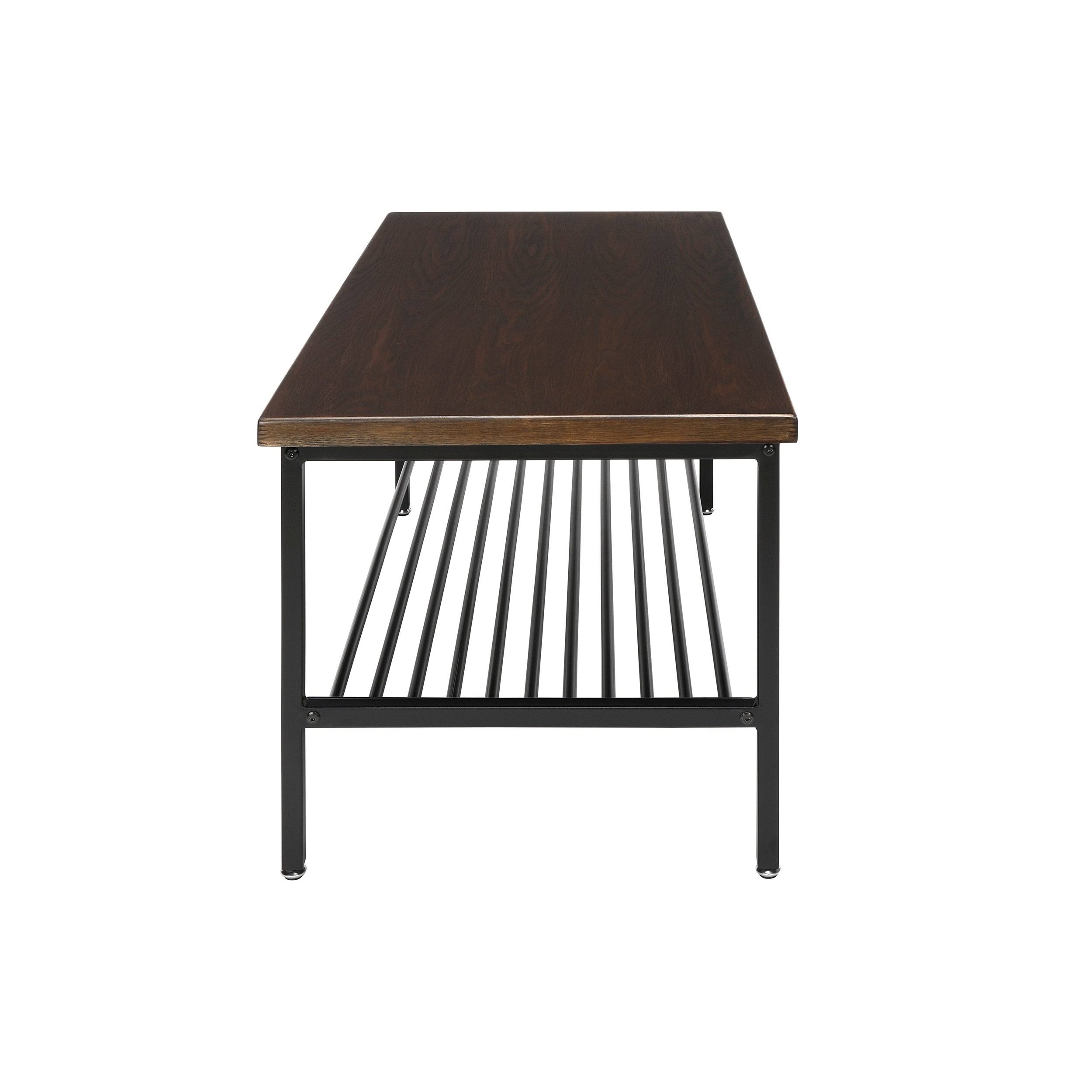 OFM 161 Collection Industrial Modern Coffee Table with Metal Shelf, Wood Top/Metal Frame, Black/Walnut