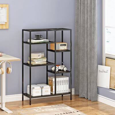 Terence 43.23'' H x 27.56'' W Iron Geometric Bookcase Trent Austin Design Color: Black