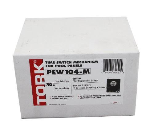 Tork Digital Time Switch Mechanism for Pool Panels 240 Volt, 7 Day Pew104-M - Black