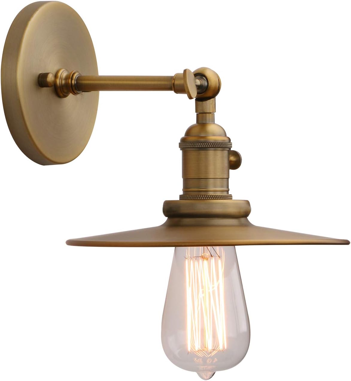 Phansthy Industrial Wall Light 1-Light Bathroom Vanity Light with 7.87 Inches Crafted Lamp Shade,Matte Black Finished ( Matte Black)