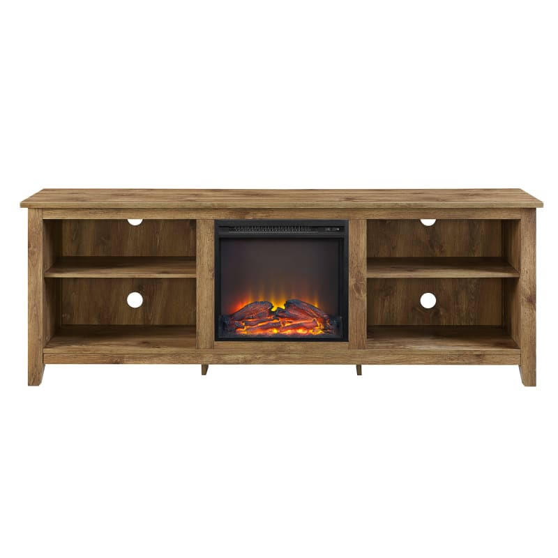 Delacora WE-BD70FP18 70x22 Wide Laminate and Wood TV Stand with Fireplace Barnwood
