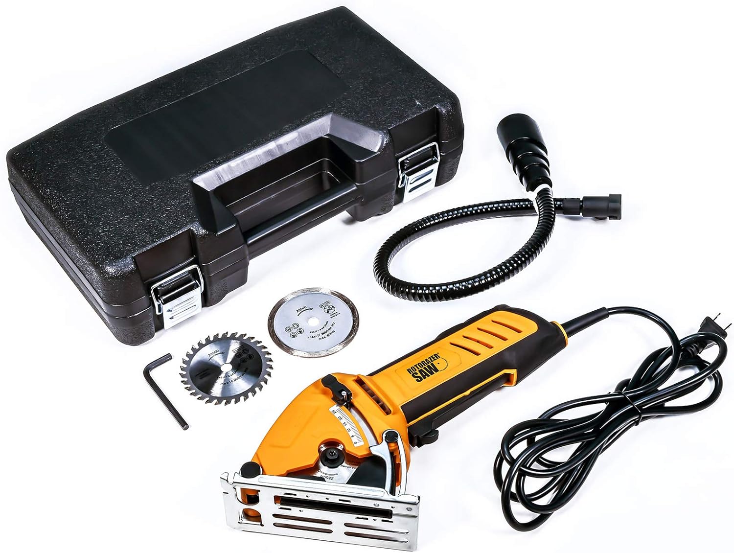 Official ROTORAZER Compact Circular Saw Set DIY Projects -Cut Drywall, Tile, Grout, Metal, Pipes, PVC, Plastic, Copper, Carpet w Blades, Dust Collector & Case AS SEEN ON TV