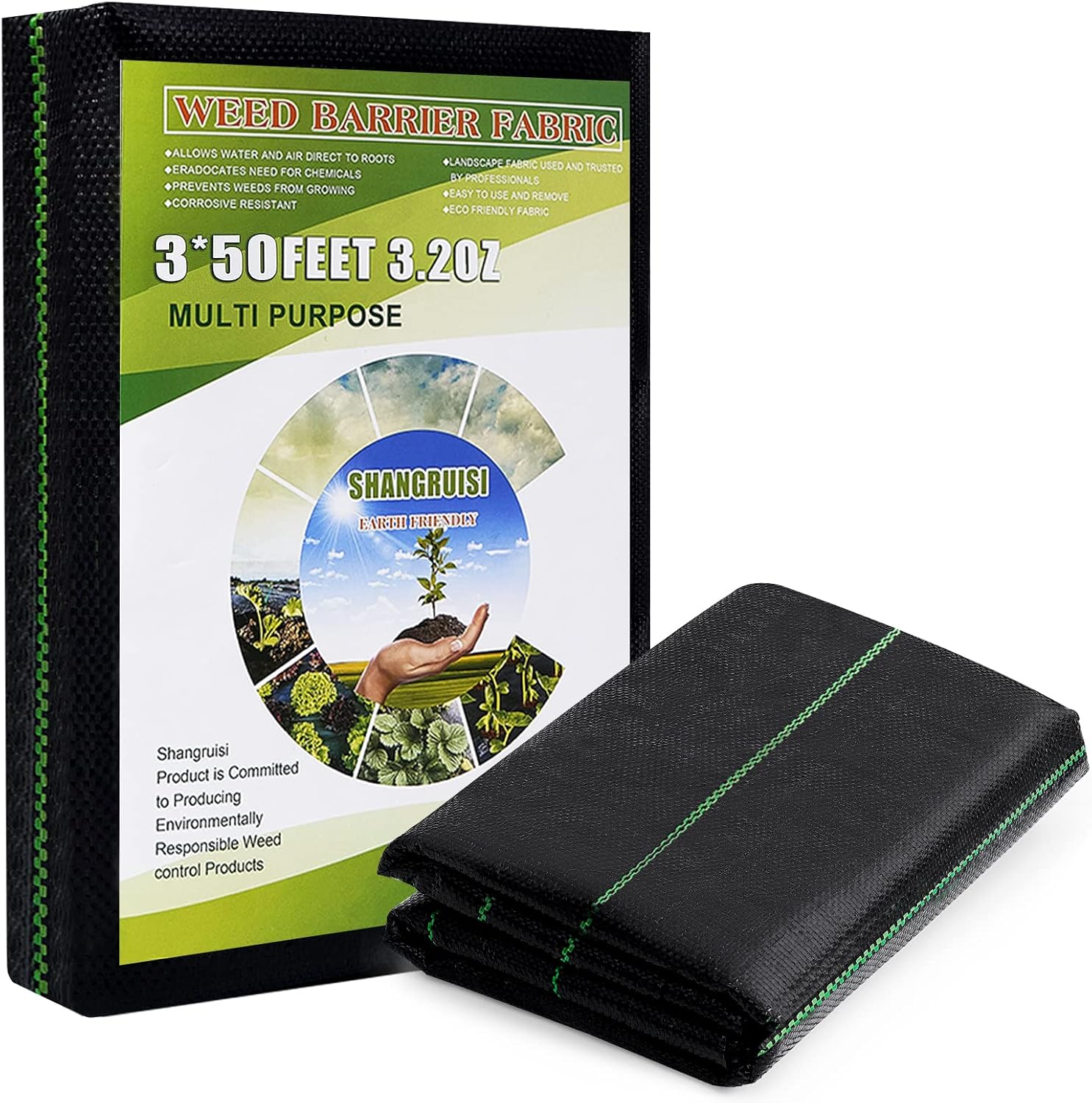 ShangRuiSi 6ft x 250ft Weed Barrier Landscape Fabric Heavy Duty Woven Weed Blocker 3.2OZ Garden Mat High Permeability Ground Cover Greenhouse Yard Weed Control Pack of 2