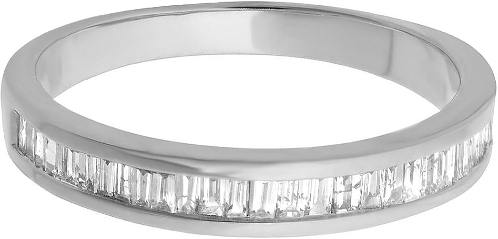 Dazzlingrock Collection 0.13 Carat (ctw) 14K Gold Baguette Cut White Diamond Ladies Stackable Anniversary Wedding Band