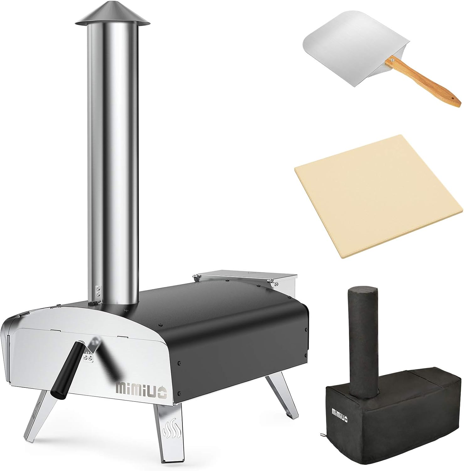 Mimiuo Outdoor Pizza Ovens Wood Pellet Pizza Oven Portable Stainless Steel Wood Fired Pizza Stove with 13