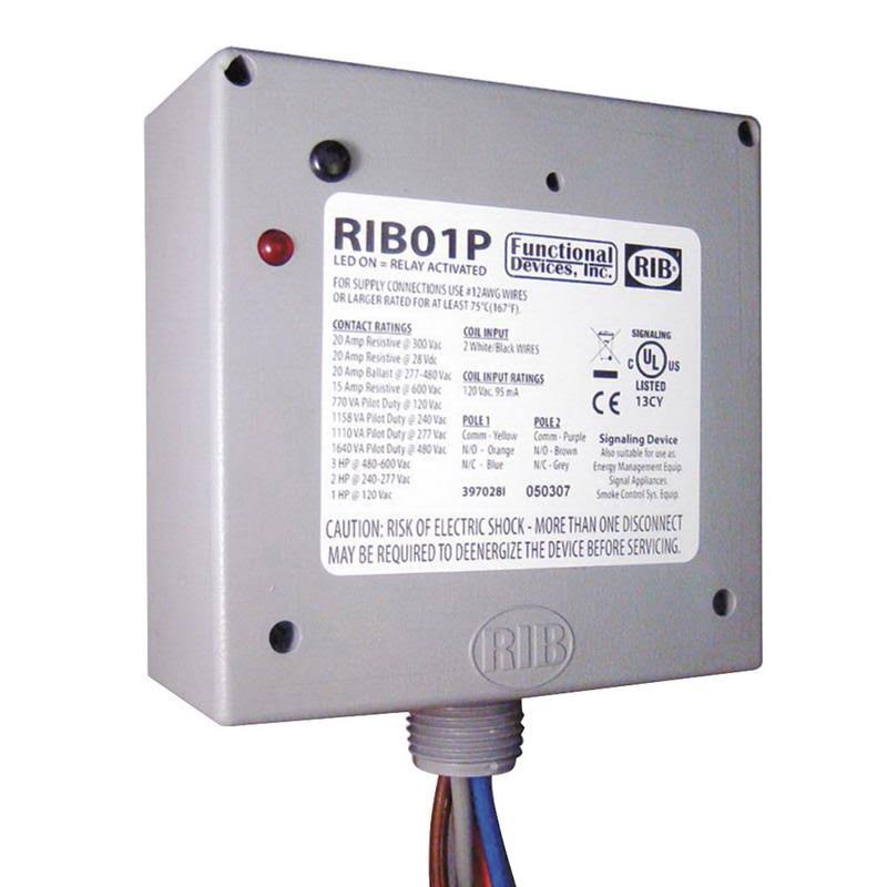 Functional Devices Inc / Rib RIB01P Enclosed Pre-Wired Relay,20A@300VAC,DPDT