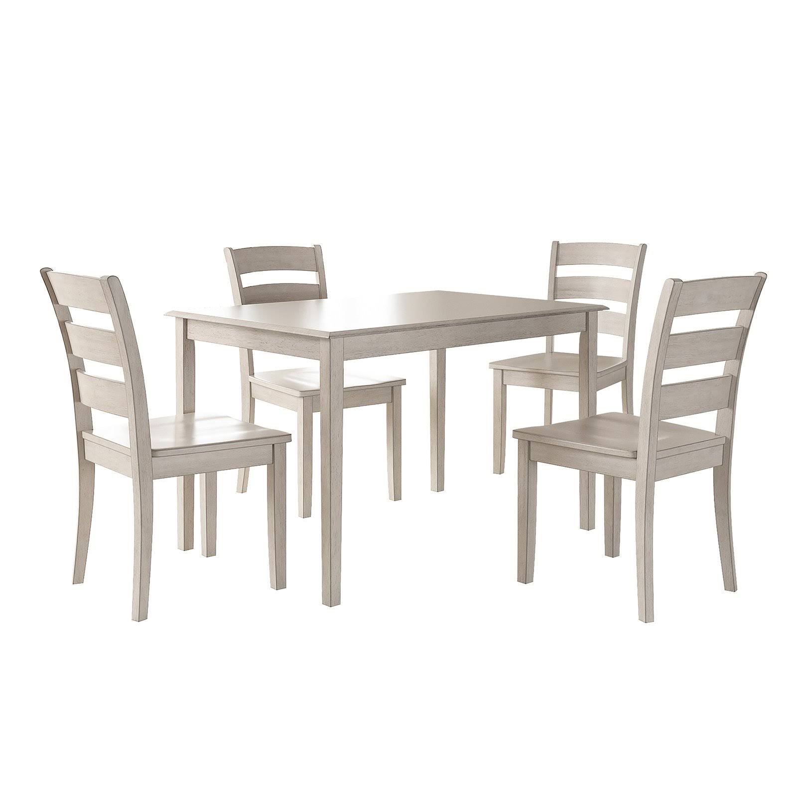 Weston Home Lexington 5 Piece Dining Set with Ladder Back Chairs Antique White