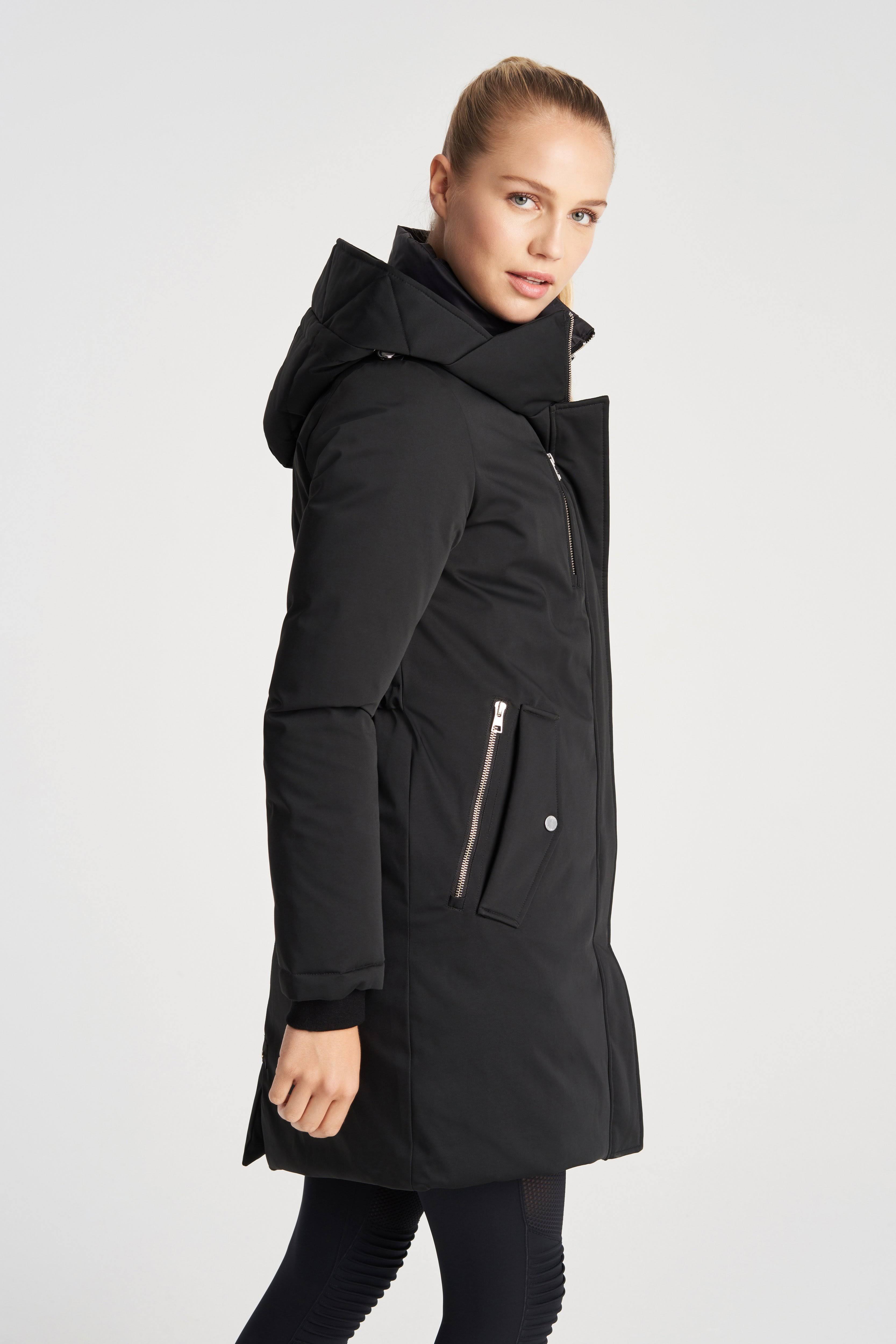 Soiau0026Kyo Belina Mid-Length Classic Down Coat with Puffy Bib - Xs / Black