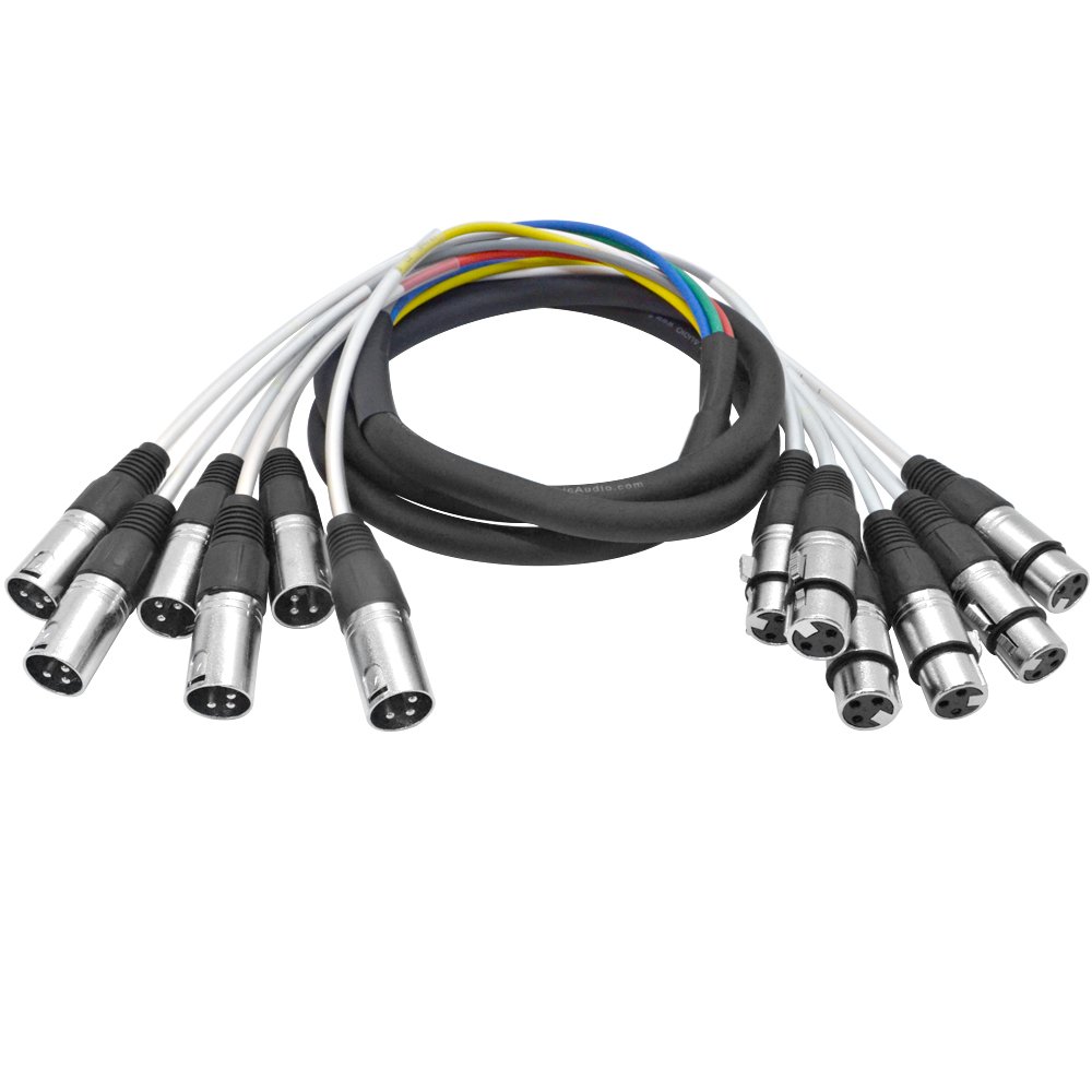 Seismic Audio - SARLX-6x6-6 Channel XLR Colored Mutil-Patch Snake Cable 6 Feet - Shielded Audio Frequency Control Cable Snake 6' Pack of 2