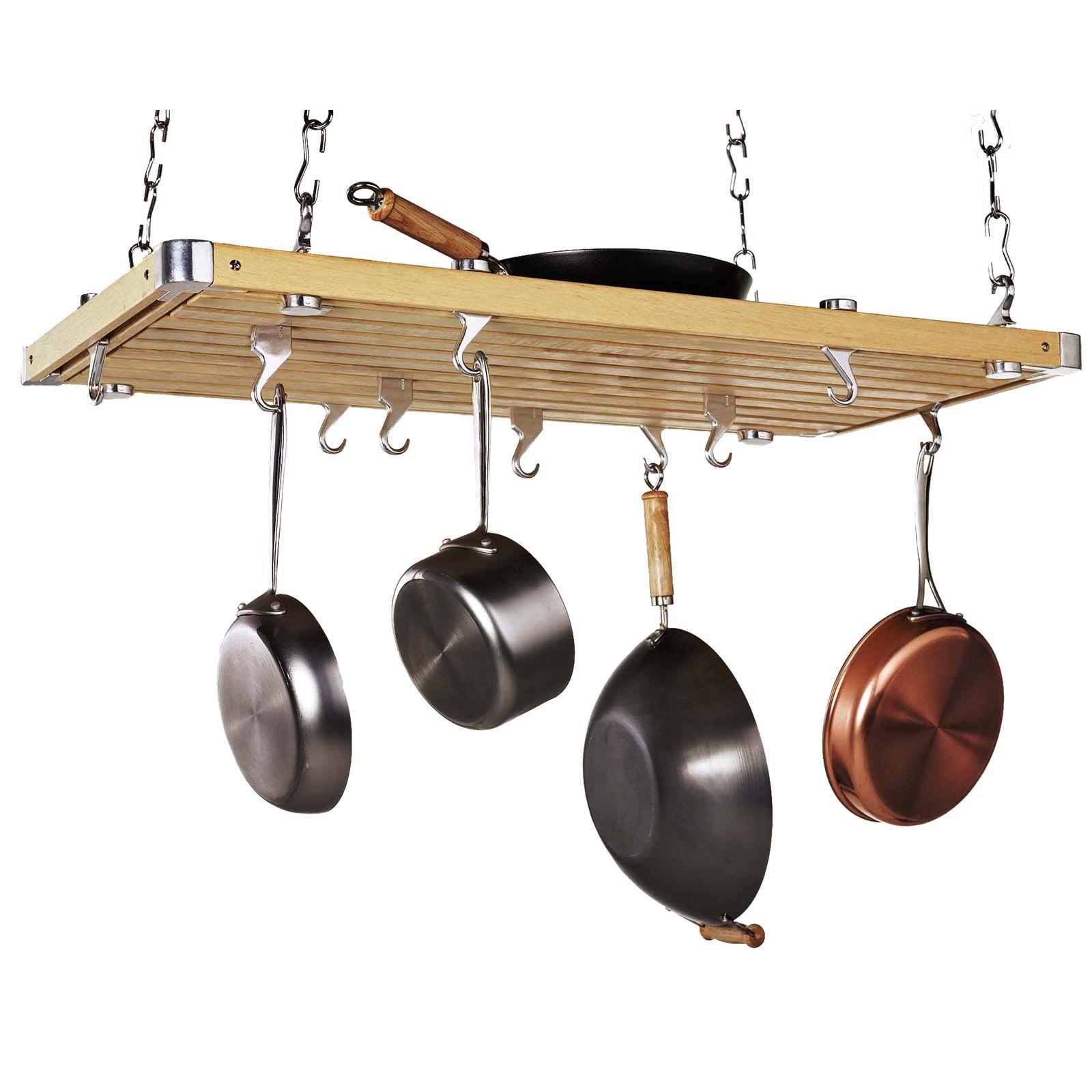 Concept Housewares Rectangular Ceiling Mounted Pot Rack, Brown