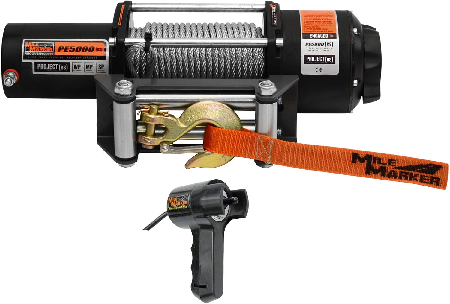 Mile Marker PE5000 UTV/Side-by-Side Electric Winch with Steel Cable - 5,000 lb. Capacity