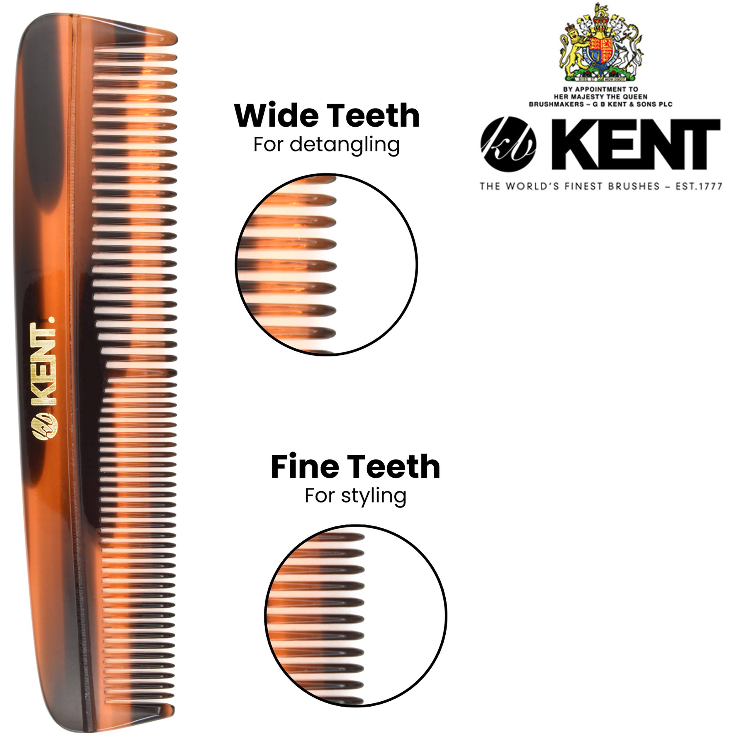 Kent R7T 5.25 inch Handmade Comb Fine / Coarse Toothed Pocket Comb - 6 Pack / Graphite