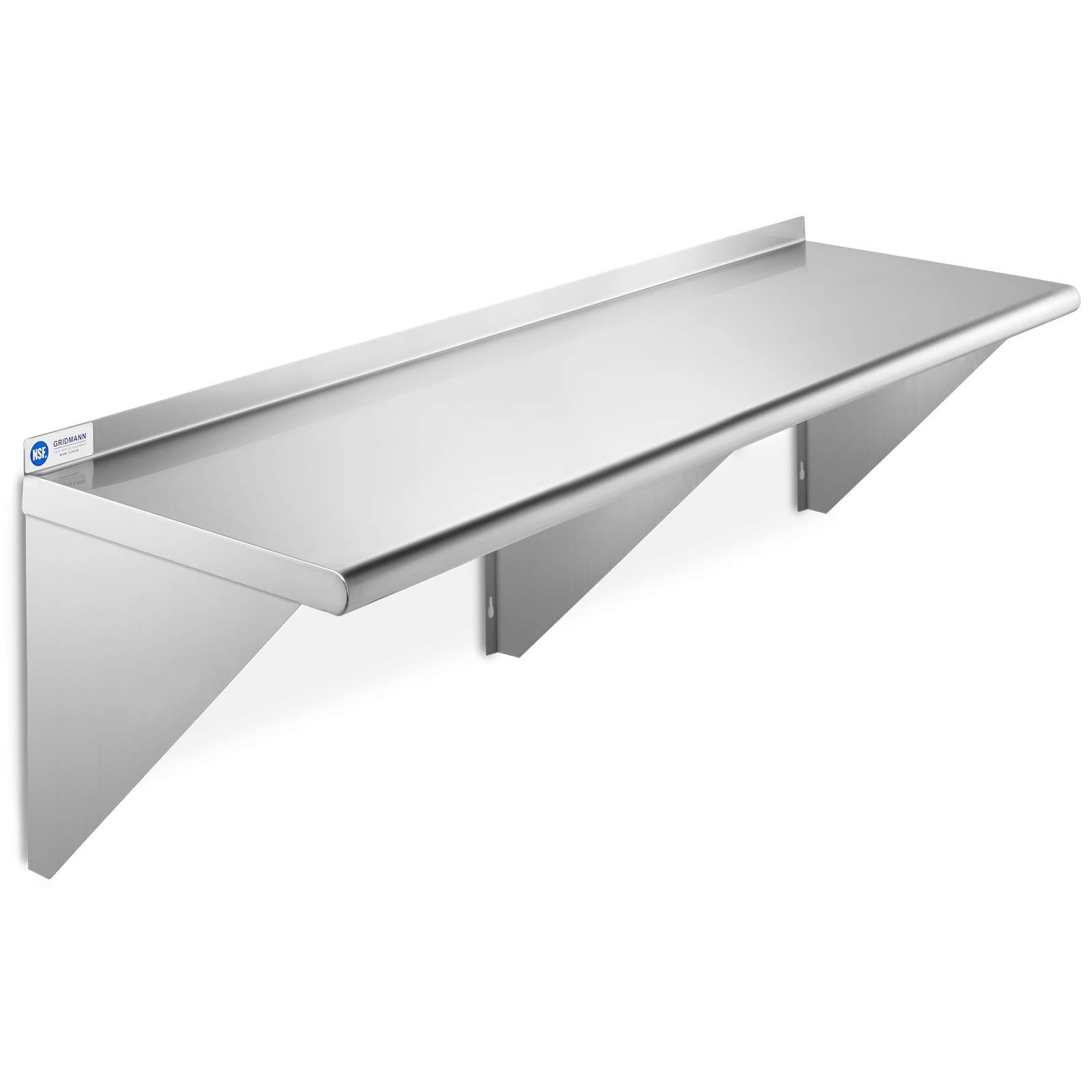 GRIDMANN NSF Stainless Steel 18x22 x 60x22 Kitchen Wall Mount Shelf Commercial Restaurant Bar w/ Backsplash