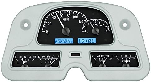 Dakota Digital VHX-62T-FJ-K-B Compatible with 1962-84 Toyota FJ40 Land Cruiser Analog Dash Gauge System Black Alloy Blue Backlighting