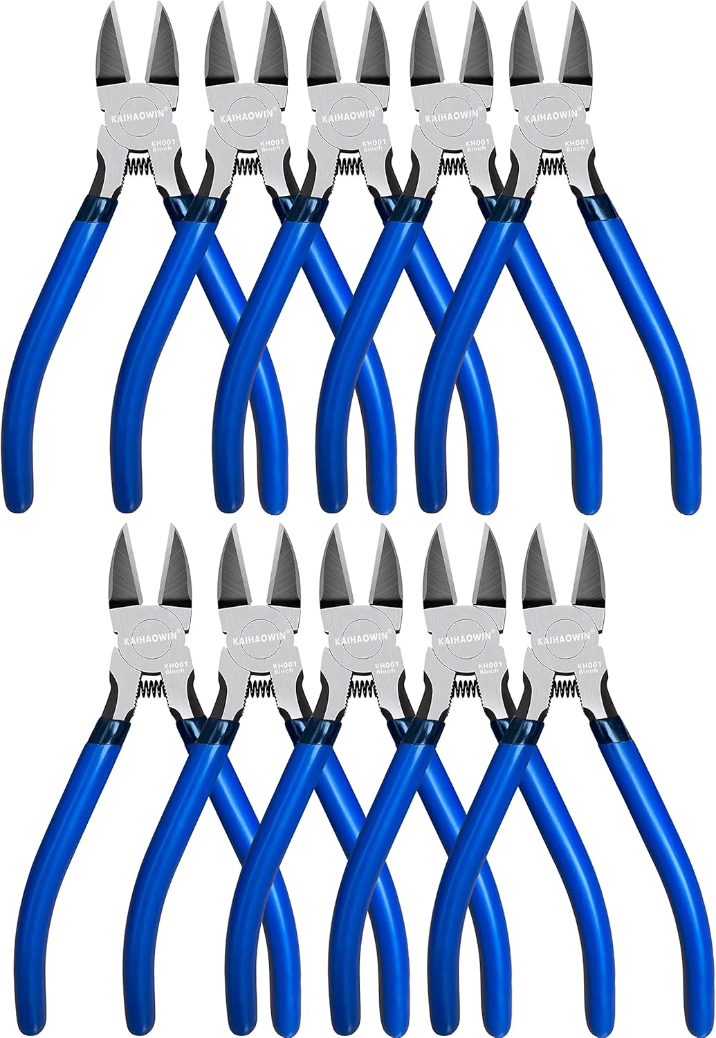 Wire Cutters 10 Pack, KAIHAOWIN 6 inch Dikes Small Wire Cutters Flush Cutters Wire Snips Clippers Diagonal Cutters Side Cutters Cutting Pliers for Crafting
