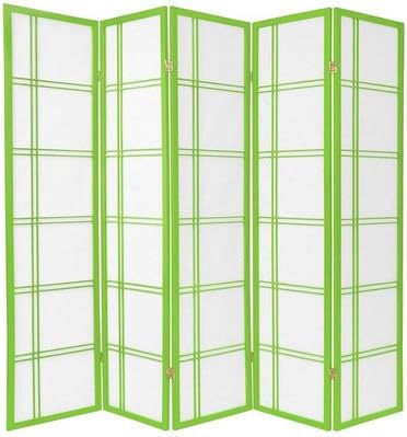 ORIENTAL Furniture 6-Feet Double Cross Japanese Shoji Folding Privacy Screen Room Divider, 5 Panel Hunter