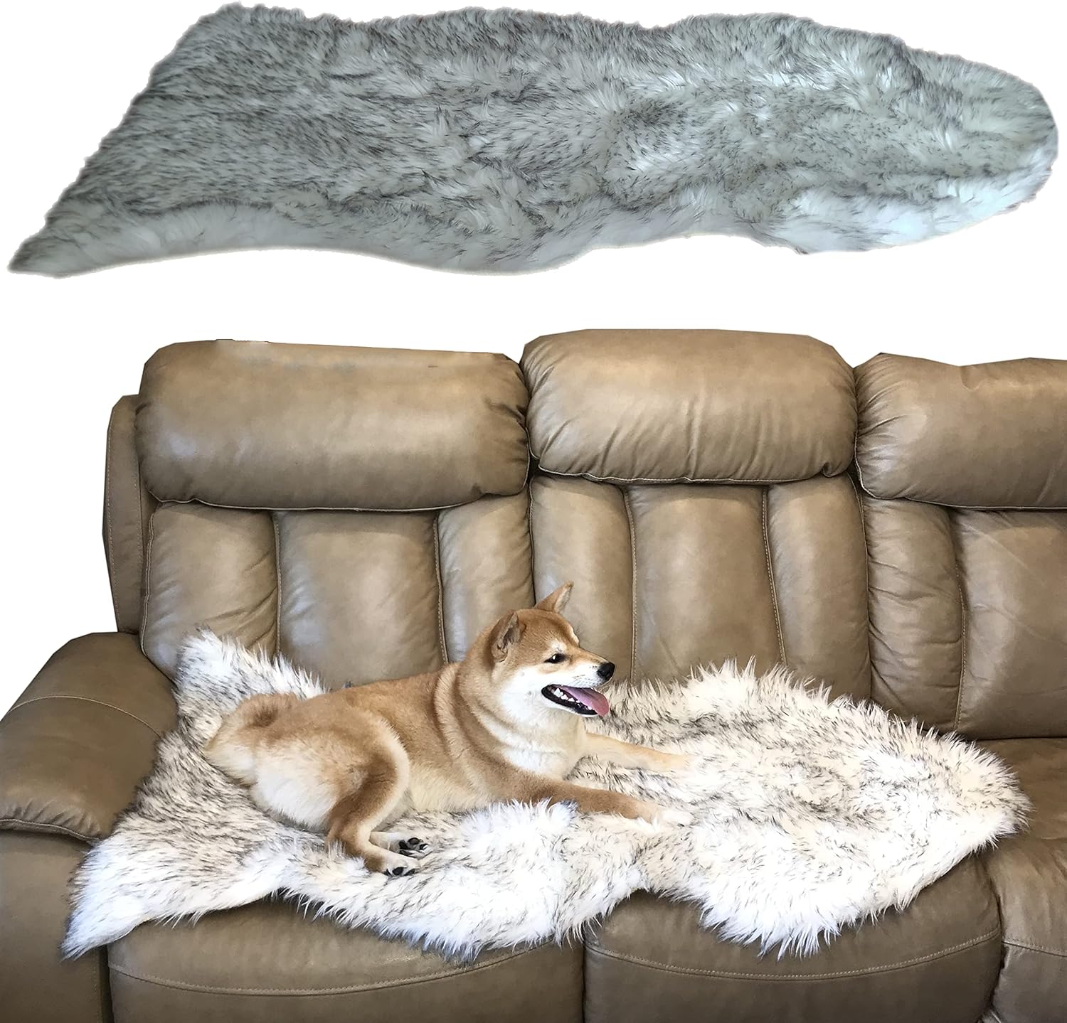 Dog Bed Rug Faux Fur Dog Mats, Machine Washable Orthopedic Travel Dog Beds, Luxurious Dog Crate Mat for Medium Large Small Dogs. Fluffy Dog Kennel Pad Mattress, Puppy Pet Rugs, Fur Dog Cushion