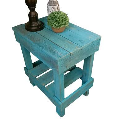 Louissaint Solid Wood End Table with Storage Gracie Oaks Table Top Color: Turquoise, Table Base Color: Turquoise