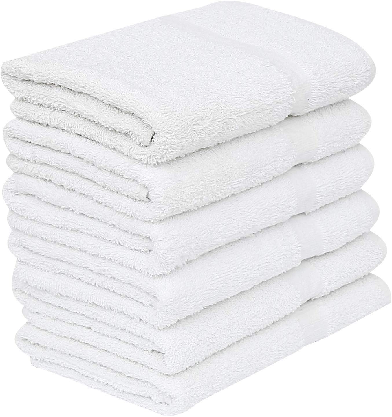 GOLD TEXTILES Bulk Bath Towels White 12 Pack (22x44 Inches) Economy Light Weight Easycare
