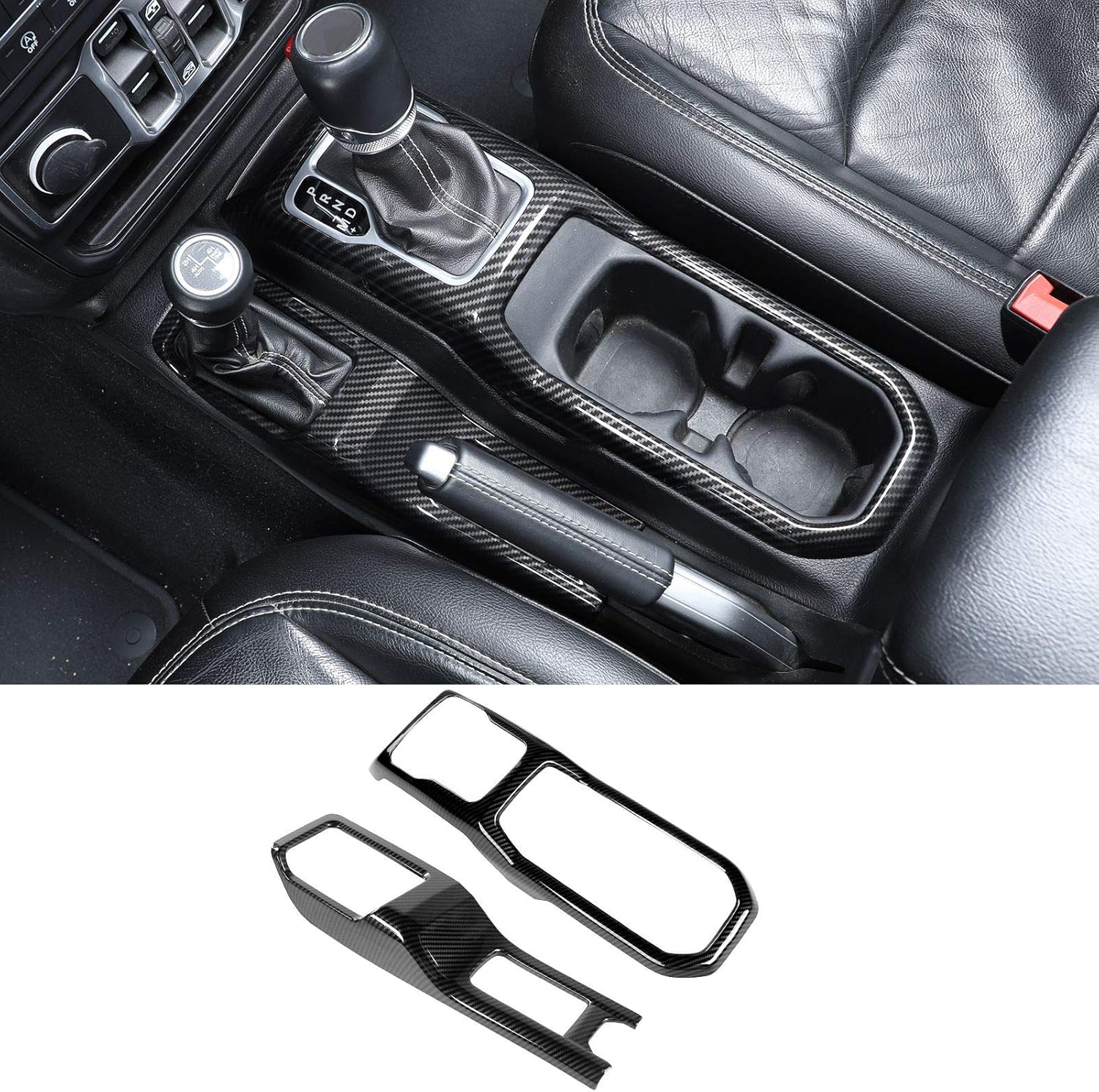 RT-TCZ Red Four-Wheel Drive + Gear Shift Panel Cover Trim for 2018-2020 Jeep Wrangler JL JLU Pack of 2