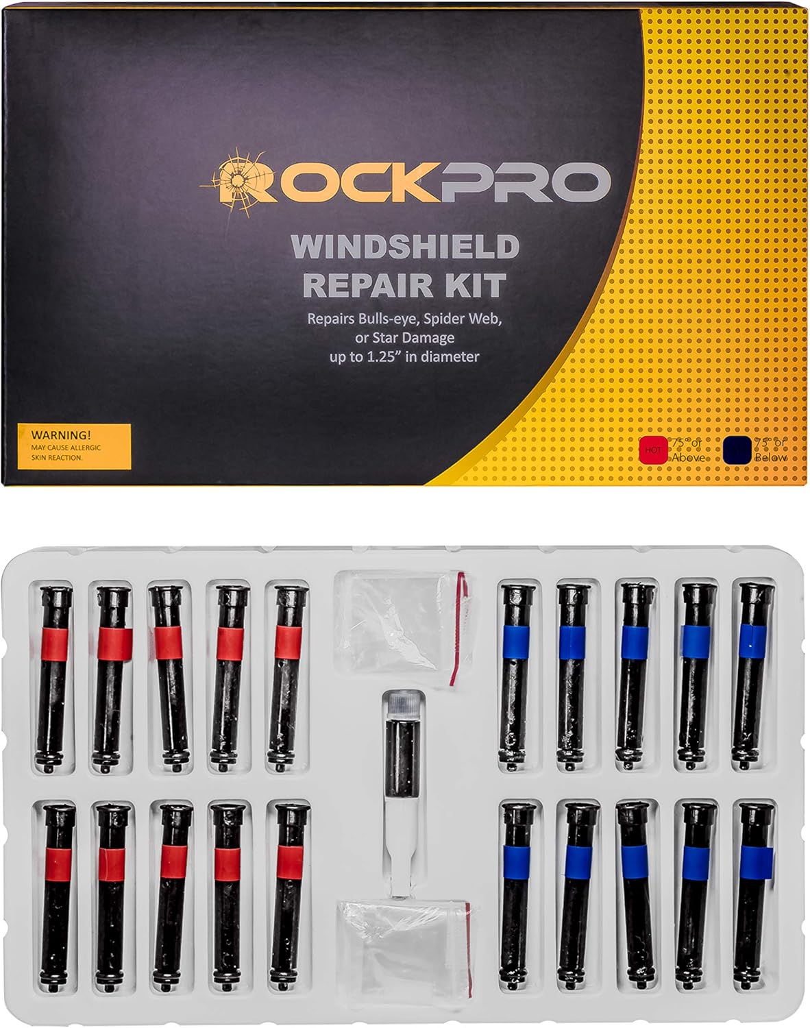 Rockpro Consumer and Commercial System Windshield Repair Resin Refill Set – for Hot and Cold Weather Pack of 2