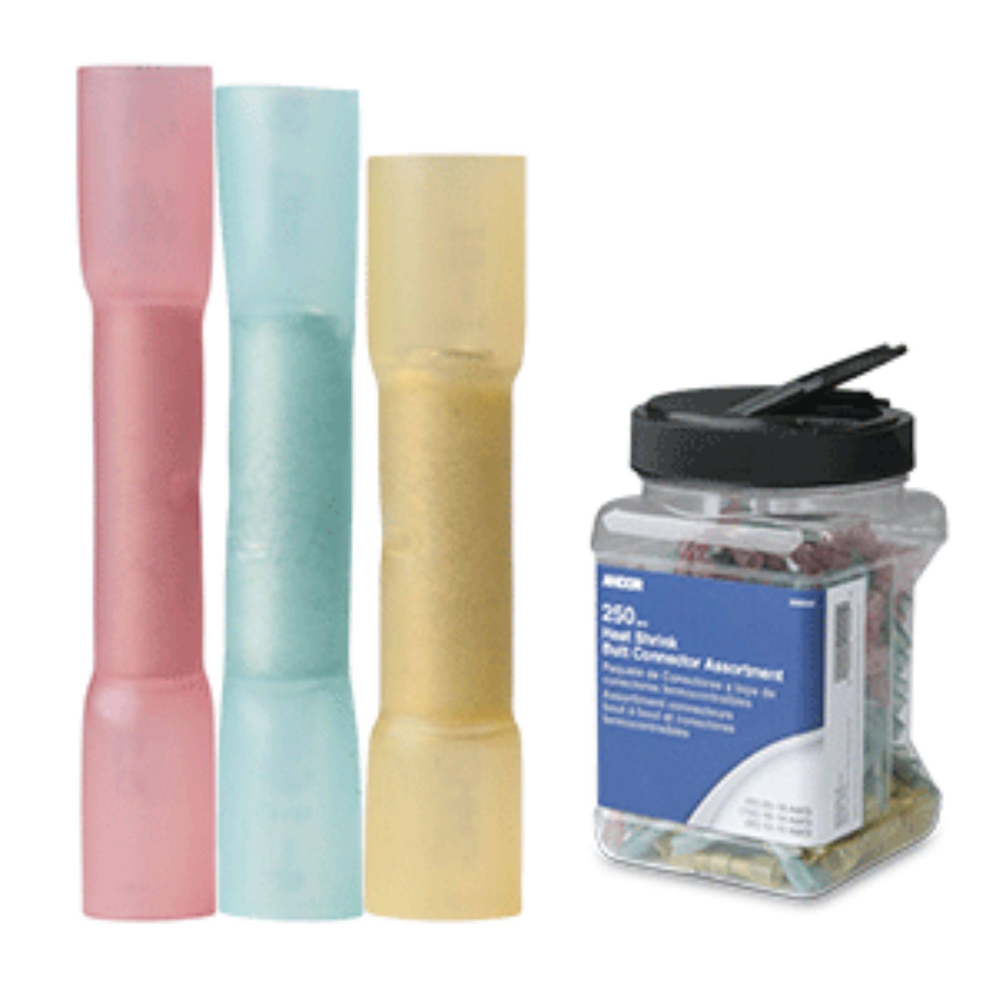 Ancor 309000 Heat Shrink Butt Connector Jar Multi Pack - 250 Piece