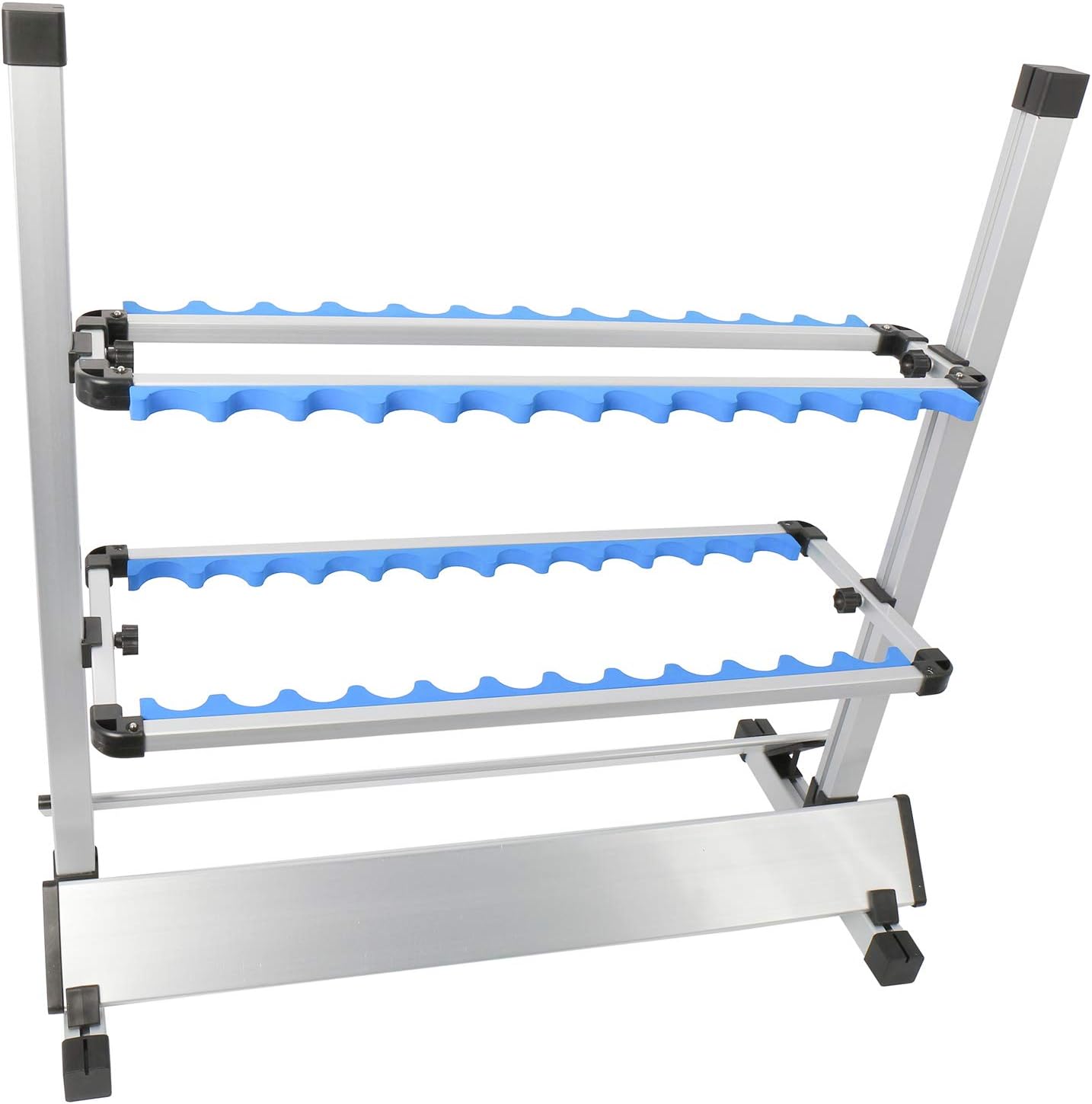 NovelBee Aluminum Alloy 24 Fishing Rod Rack Fishing Rod Pole Holder Stand Storage Tool for All Types of Fishing Rods (Blue)